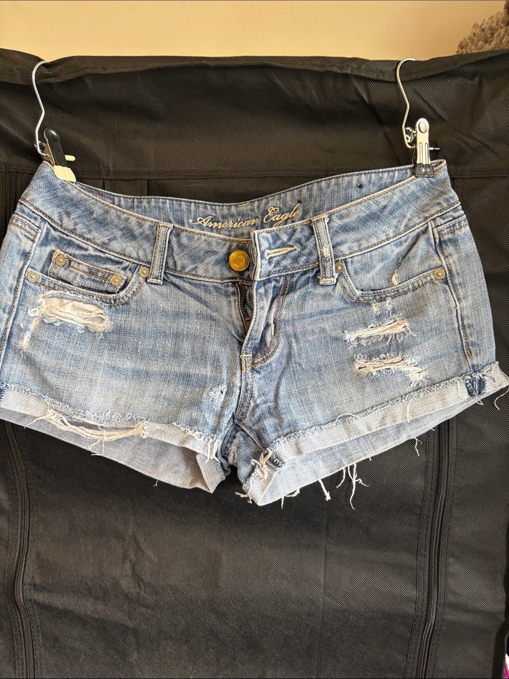 American Eagle Outfitters Light Wash Ripped Denim Cutoff Shorts